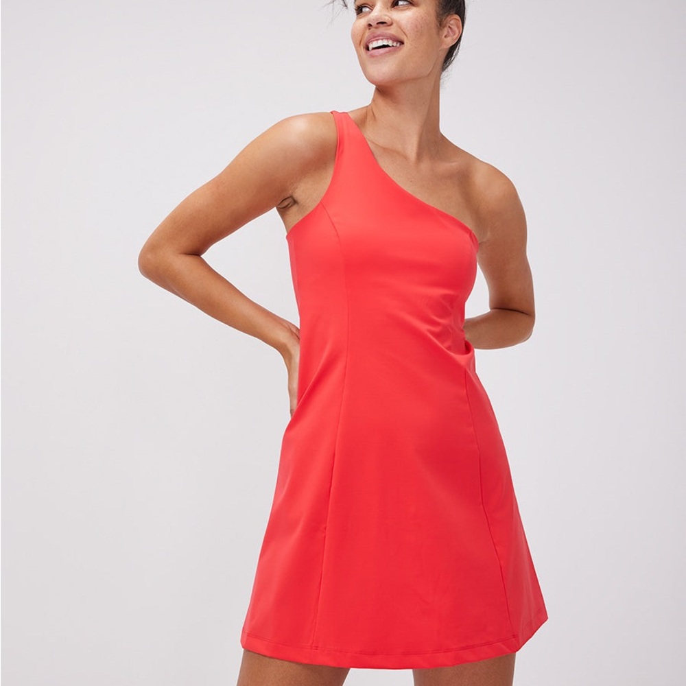 Outdoor Voices Red One-Shoulder Dress